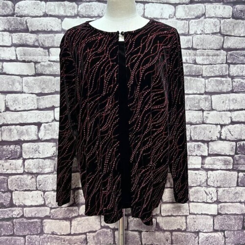 Notions Black & White Cardigan W/ Attached Tank Size 1X